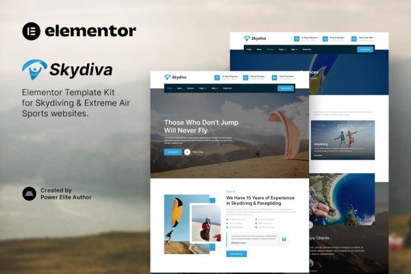 Skydiva – Skydiving & Extreme Air Sports Elementor Template Kit - Image 1
