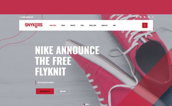 Snykers Sports Shop WordPress Theme - Image 1