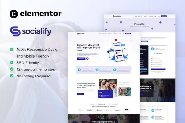 Socialify - Social Media Marketing Agency Elementor Pro Template Kit - Image 1