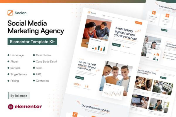 Socion - Social Media Marketing Agency Elementor Pro Template Kit - Image 1