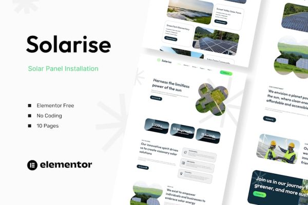 Solarise - Solar Panel Installation Elementor Template Kit - Image 1