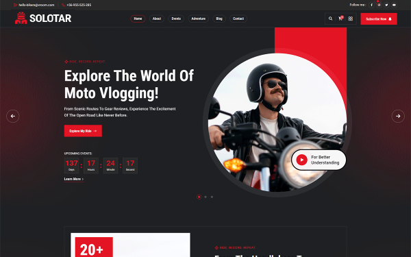 Solotar - Personal Bikers & Hikers WordPress Theme - Image 1