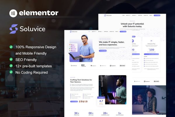 Soluvice - IT Solutions & Services Company Elementor Pro Template Kit - Image 1