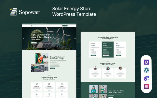 Sopowar - Solar Panels And Renewable Energy WordPress Elementor Theme - Image 1
