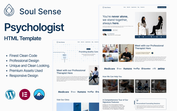 Soul Sense - Psychologist, Therapy & Psychological Counseling WordPress Theme - Image 1