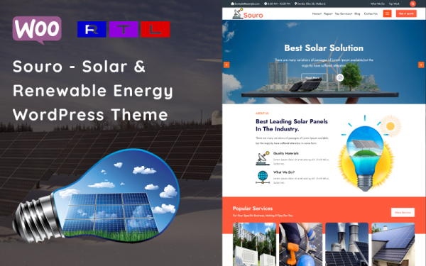 Souro - Solar & Renewable Energy WordPress Theme - Image 1