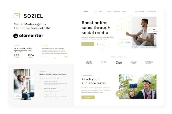 Soziel - Social Media Agency Elementor Template Kit - Image 1