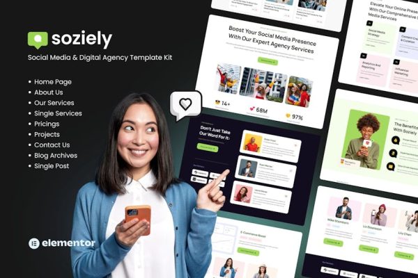 Soziely | Social Media & Digital Marketing Agency Elementor Template Kit - Image 1