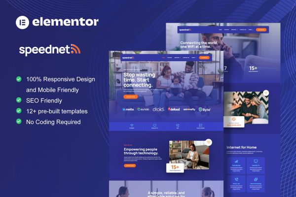 SpeedNet - Broadband & Internet Service Provider Elementor Template Kit - Image 1