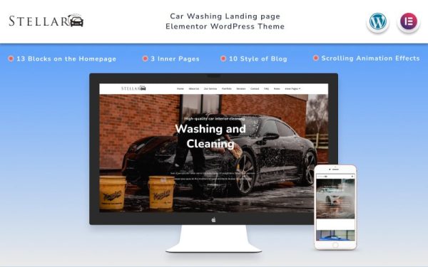 Stellar - Car Washing Landing page with Blog Wordpress Theme - Image 1
