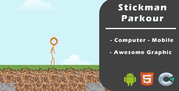 Stickman parkour 2d pixel art c3p html5 game gplpixel.jpeg
