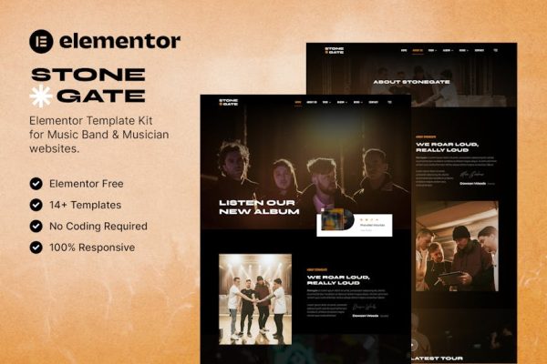 Stonegate – Music Band & Musician Elementor Template Kit - Image 1