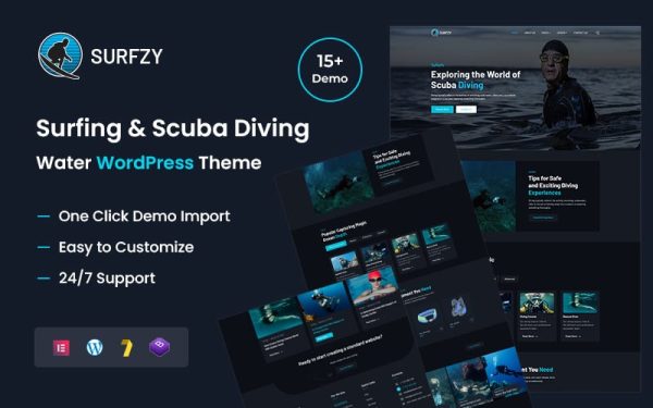 Surfzy – Surfing and Scuba Diving Water WordPress Theme - Image 1