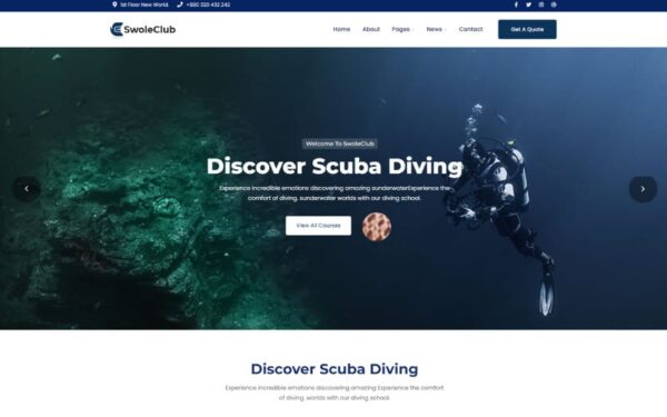Swole – Diving club School WordPress Theme - Image 1