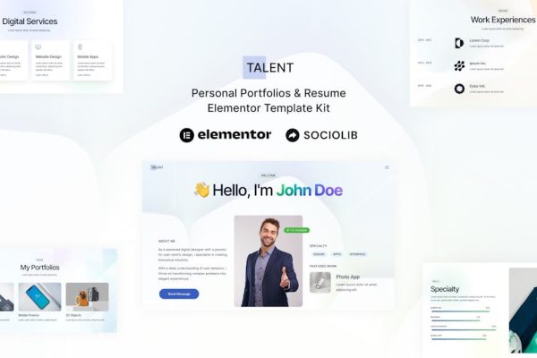 Talent - Personal Portfolios & Resume Elementor Template Kit - Image 1