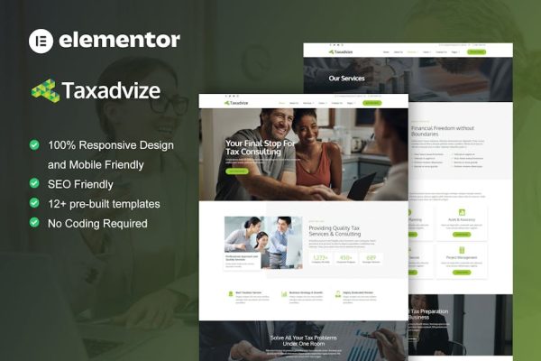 TaxAdvize - Tax Advisor & Financial Consulting Elementor Template Kit - Image 1