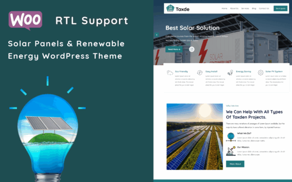 Taxde - Solar Panels & Renewable Energy WordPress Theme - Image 1