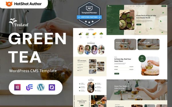 TeaLeaf - Organic Green Tea Store And Herbal Infusions WordPress Elementor Theme - Image 1