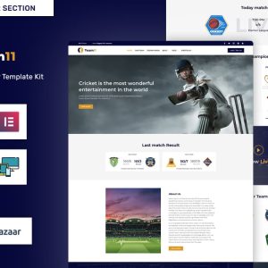 Team11 - Cricket Responsive Website WordPress Elementor Theme