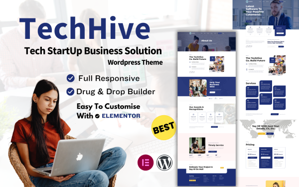 Techhive Tech StartUp Software Solution WordPress Theme - Image 1