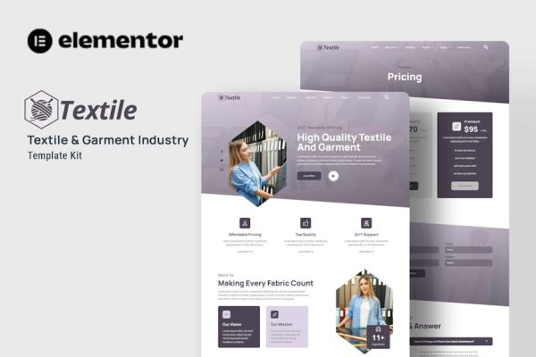 Textiles - Garment Industry Elementor Template Kit - Image 1