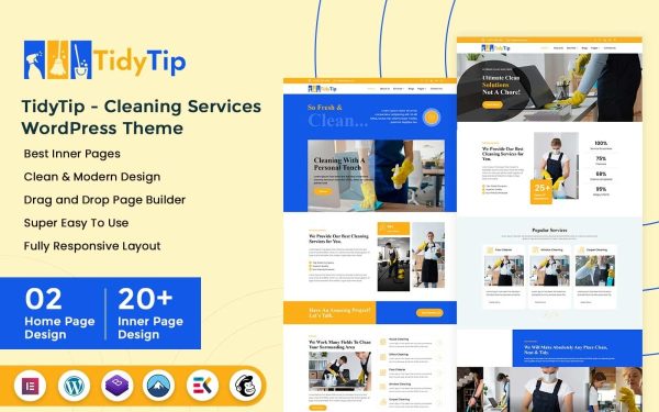 TidyTip - Cleaning Services WordPress Theme - Image 1