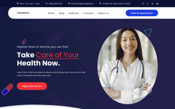 TishClinic3 – Medical Clinic WordPress Theme - Image 1