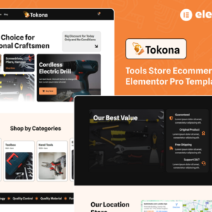 Tokona - Tools Store Ecommerce Elementor Pro Template Kit