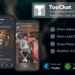 TOOCHAT - SOCIAL NETWORK WITH STORIES, LIVE STREAMING, NEWS FEED, CHAT, VIDEO AND AUDIO CALLS