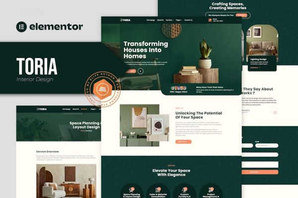 Toria - Interior Design Elementor Template Kit - Image 1