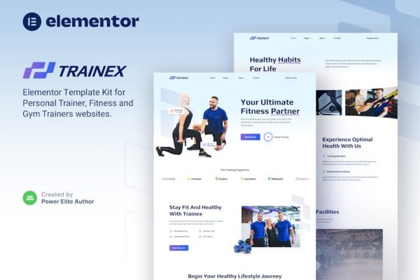 Trainex – Personal Trainer & Fitness Elementor Template Kit - Image 1