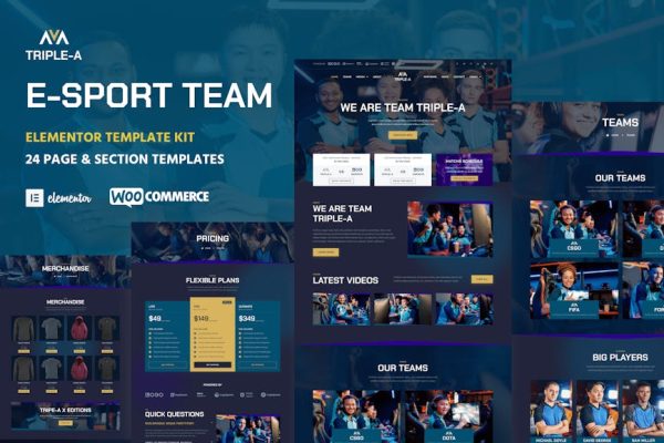 Triple-A - eSport Team Gaming WooCommerce Elementor Template Kit - Image 1