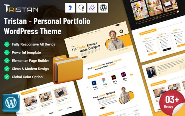 Tristan - Personal Portfolio WordPress Theme - Image 1