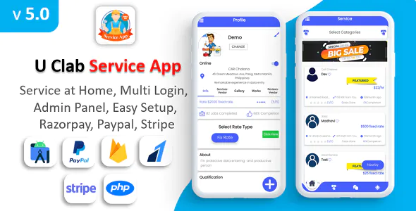 u-clab-service-app-service-at-home-multi-payment-gateways-integrated-.png U Clab Service App - Service At Home - Multi Payment Gateways Integrated - Multi Login - Image 1