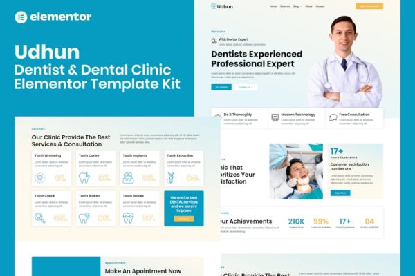 Udhun - Dentist & Dental Clinic Elementor Pro Template Kit - Image 1