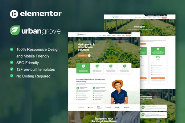 UrbanGrove - Hydroponic & Agriculture Elementor Template Kit - Image 1