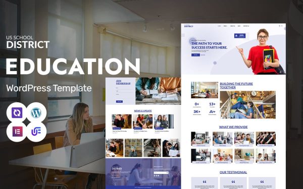 US School - Distance Learning And Education Portal WordPress Elementor Theme - Image 1
