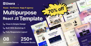 Uxora software saas startup react js template gplpixel.png
