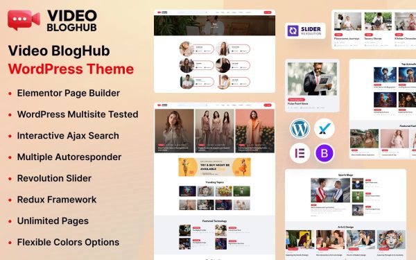 Video BlogHub WordPress Theme - Image 1