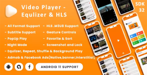 Video player with equalizer subtitle hls play android 13 sdk 34 .png