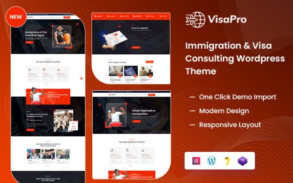 Visa & Immigration Service WordPress Theme - Image 1