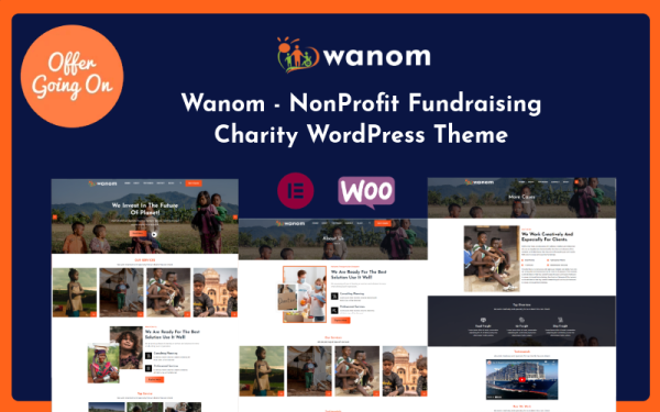 Wanom - NonProfit Fundraising Charity WordPress Theme - Image 1