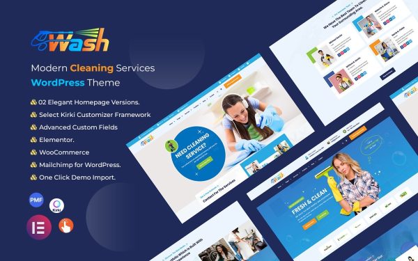 Wash - Cleaning Services WordPress Theme - Image 1