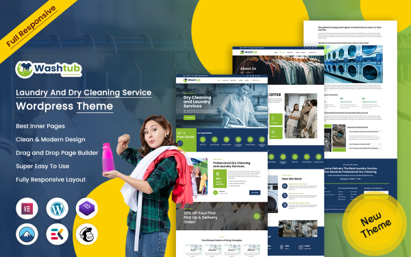Washtub - Laundry And Dry Cleaning Service WordPress Theme - Image 1