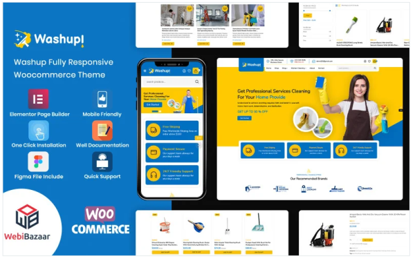 Washup - Home Cleaning & Essential Cleaning Tools WooCommerce Theme - Image 1