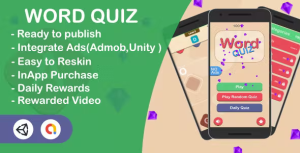 Word quiz learn words unity complete game admob unity ads codermarket.png