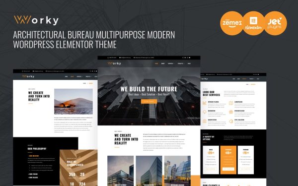 Worky - Architectural Bureau Multipurpose Modern WordPress Elementor Theme - Image 1