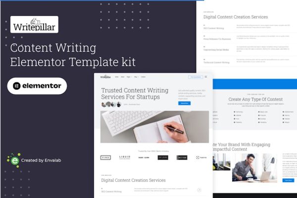 Writepillar - Content Writing Services Elementor Template Kit - Image 1