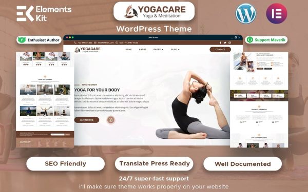 Yoga Care - Yoga & Meditation WordPress Elementor Template - Image 1
