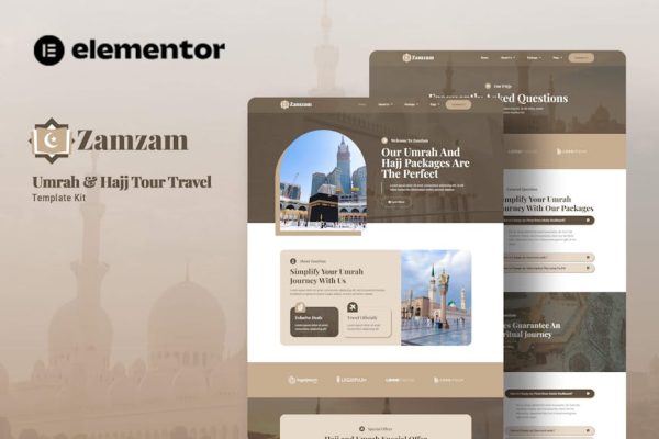 Zamzam - Umrah & Hajj Tour Travel Elementor Template Kit - Image 1